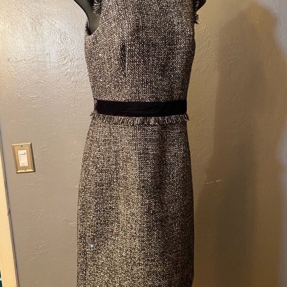 J Crew Sparkle Tweed sheath dress velvet frayed - Picture 12 of 16